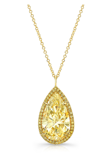 Pear cut Fancy Yellow Halo Pendant 1.55 ct