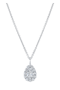 Pear cut Diamond Cluster Pendant in White Gold