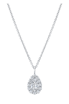 Pear cut Diamond Cluster Pendant in White Gold