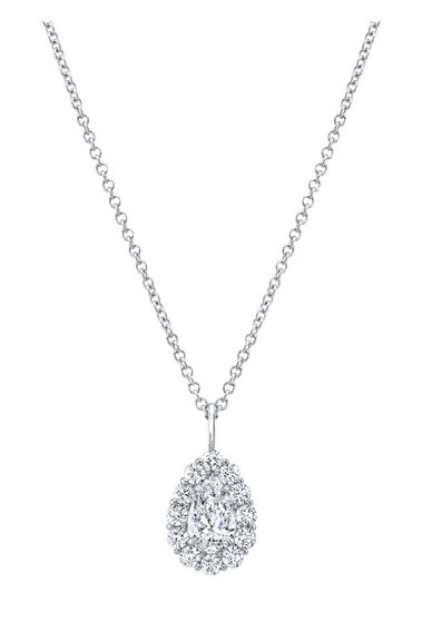 Pear cut Diamond Cluster Pendant in White Gold