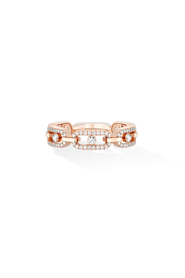 Move Link Multi Pav&eacute; Ring in Pink Gold Size 54