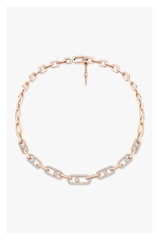 Move Link Pav&eacute; Necklace in Pink Gold