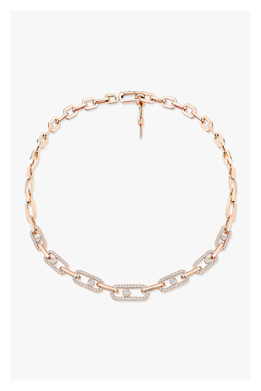 Move Link Pav&eacute; Necklace in Pink Gold
