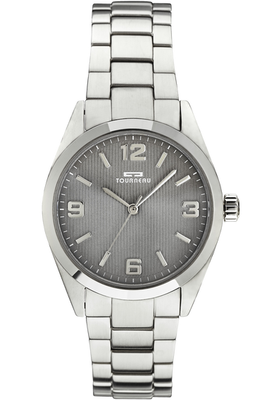 Ladies Steel Gray Dial Tourneau