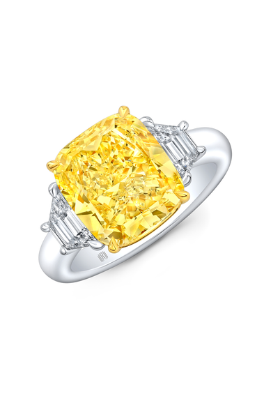 Cushion cut Yellow Diamond Solitaire 5.12 ct