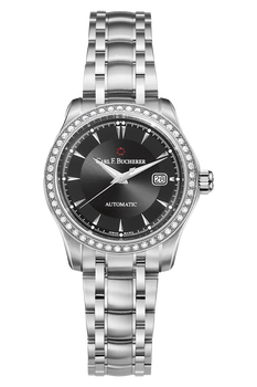Manero autodate in stainless steel with a white dial top