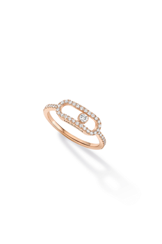 Move Uno LM Pav&eacute; Ring in Pink Gold Size 53