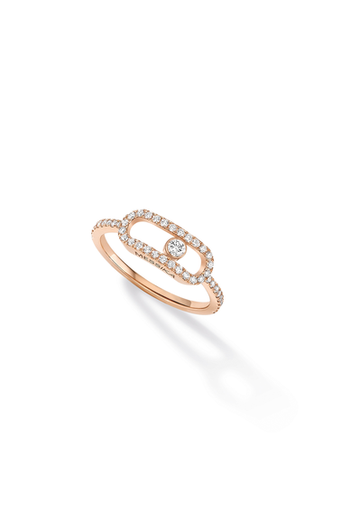 Move Uno LM Pav&eacute; Ring in Pink Gold Size 53