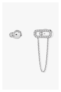 Move Uno Chain and Stud Earrings in White Gold