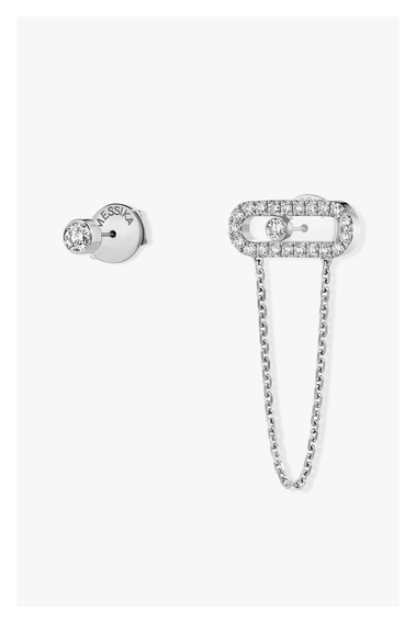 Move Uno Chain and Stud Earrings in White Gold