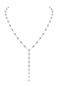 Bar Y-Form Necklace in White Gold