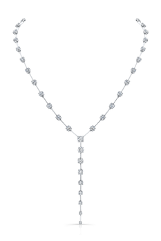 Bar Y-Form Necklace in White Gold