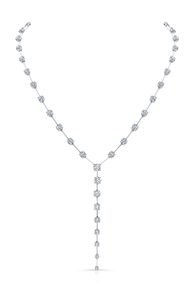 Bar Y-Form Necklace in White Gold