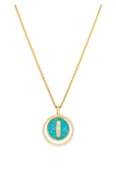 Bucherer Exclusive Lucky Move Amazonite MM Pendant in Yellow Gold