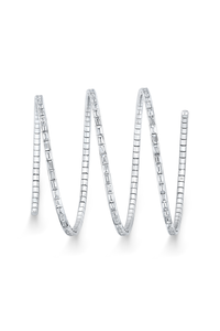 Three Row Emerald Cut Diamond Coil Bracelet in White Gold