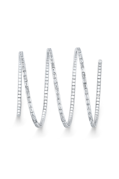 Three Row Emerald Cut Diamond Coil Bracelet in White Gold