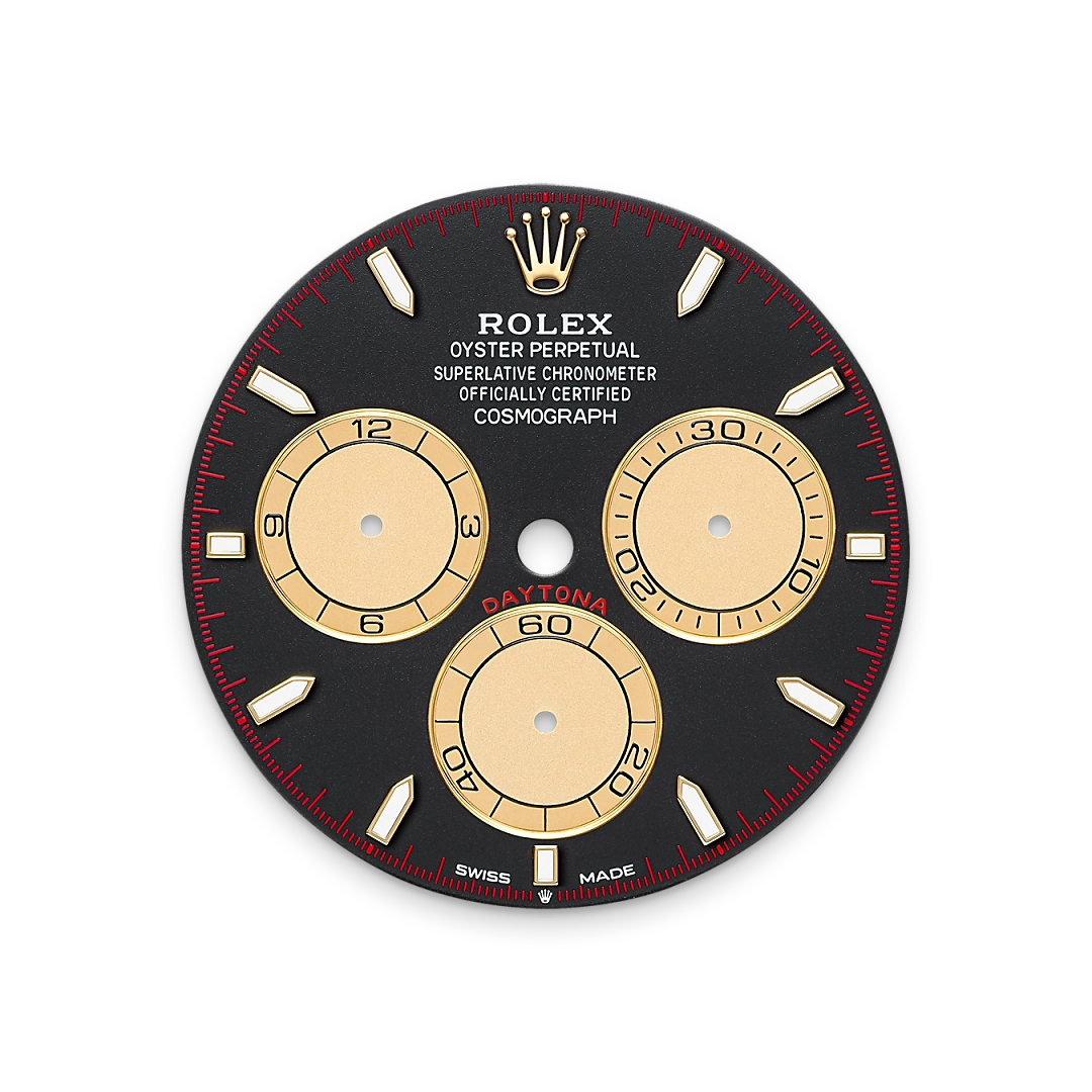 Intense black and Champagne-colour dial