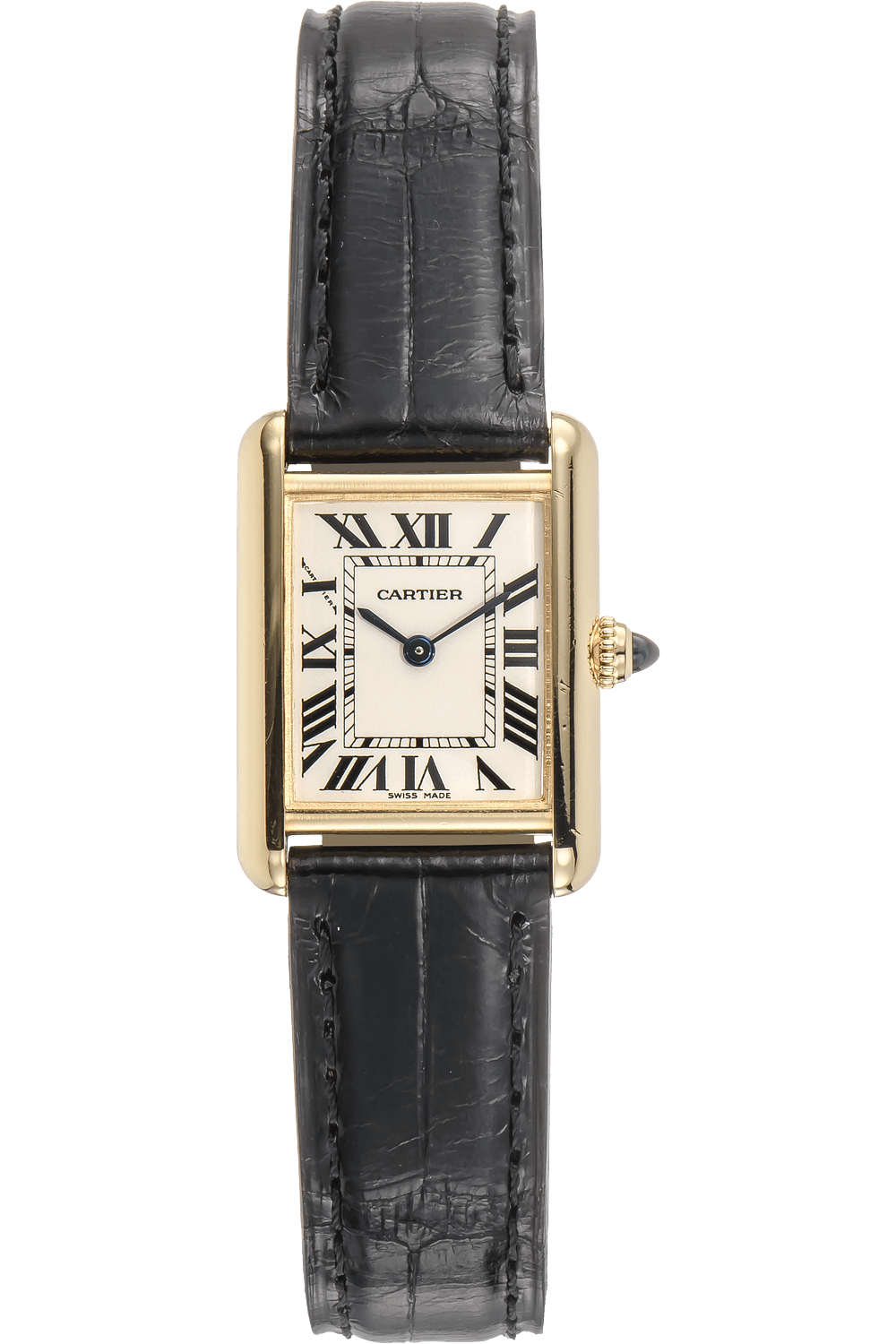 Lot - CARTIER TANK LOUIS 18KT YELLOW GOLD WOMAN'S WRISTWATCH Ref. W1529856.  Serial number 52841UX. Quartz movement. Silver-grained dial wi..
