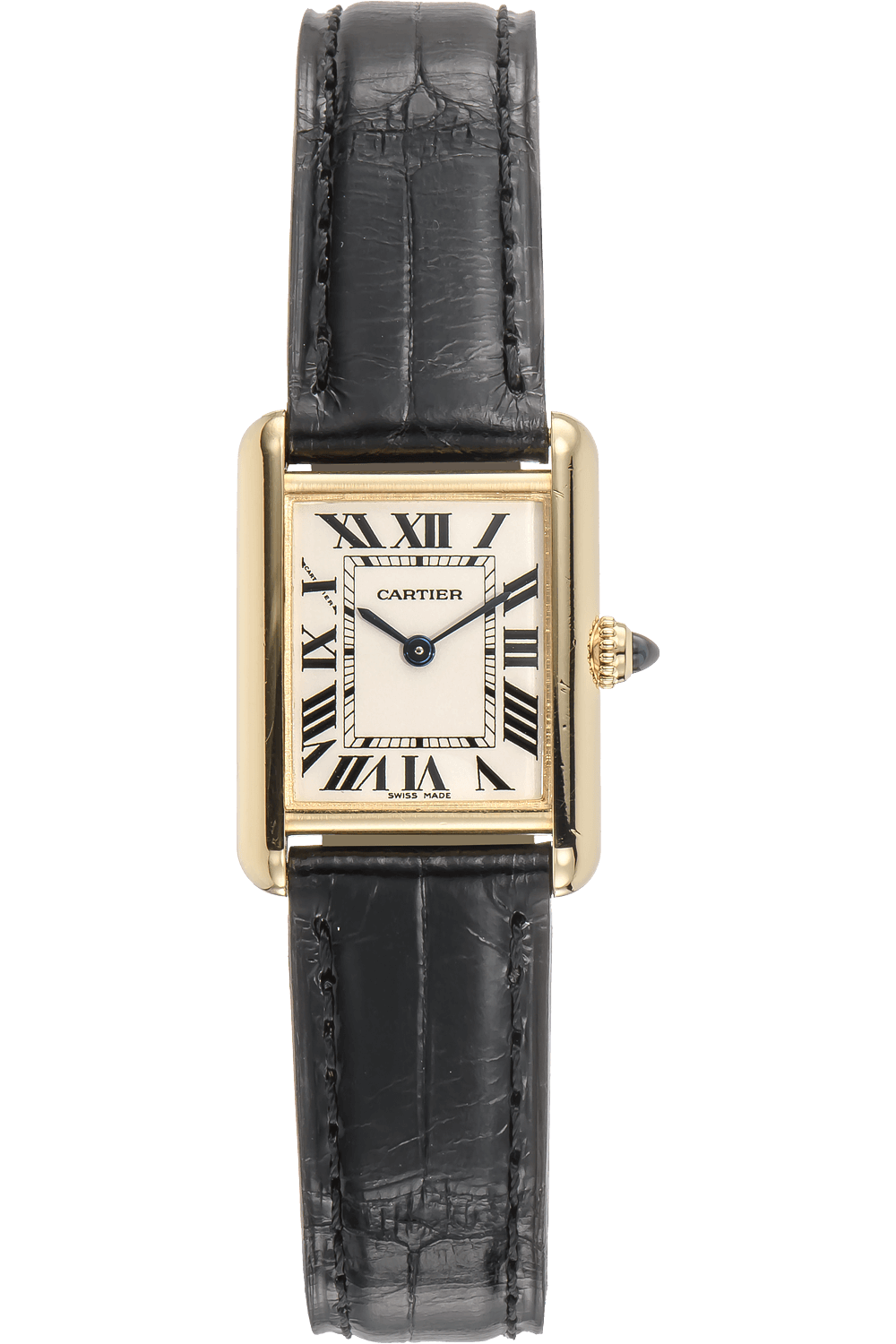 Tank Louis Cartier Watch Small Model, Quartz Movement, Yellow Gold, Leather