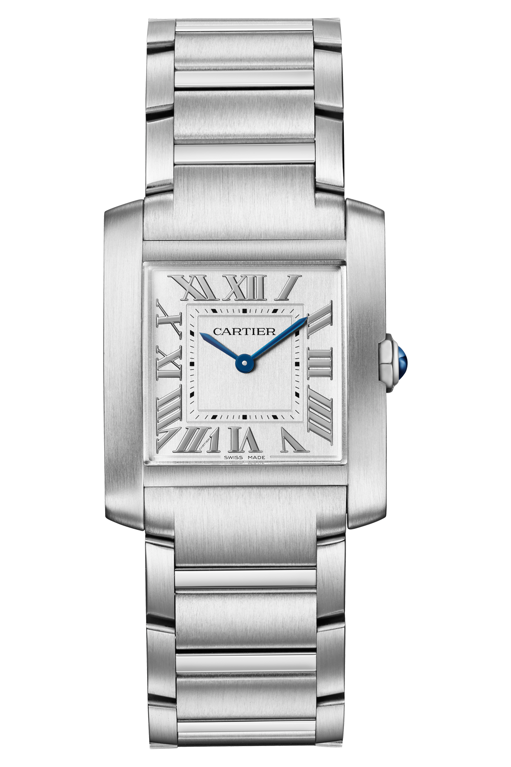 Cartier Tank Francaise Medium Silver Dial Steel Ladies Watch WSTA0074 Box Card