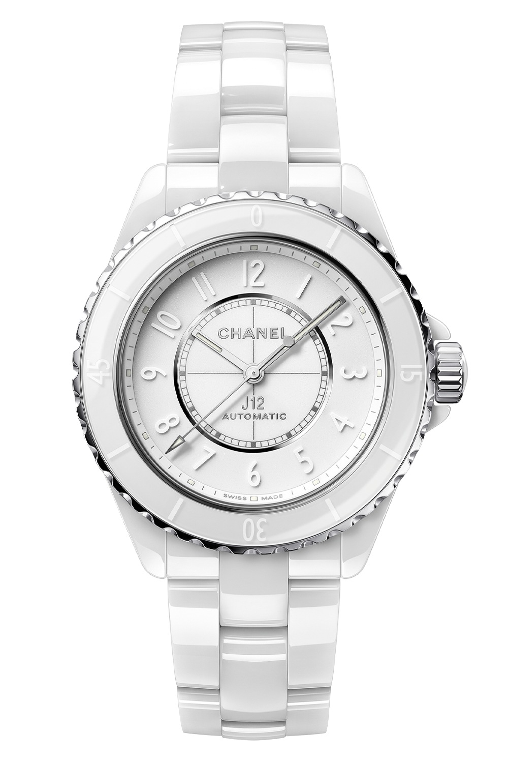 Chanel J12 White Ceramic 38mm White Dial Watch Ref# H6186