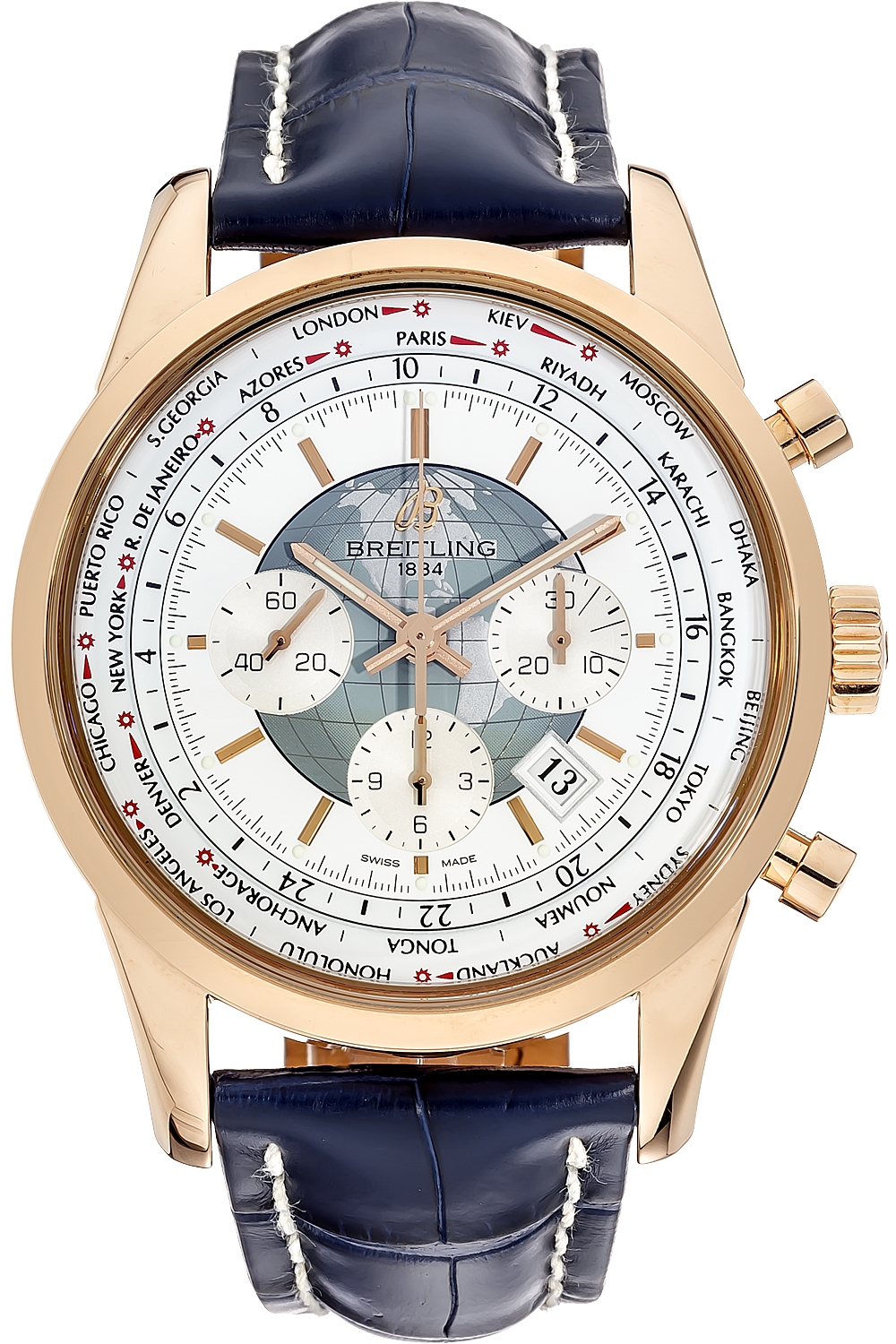 Breitling Transocean Chronograph Unitime reference RB0510 A pink