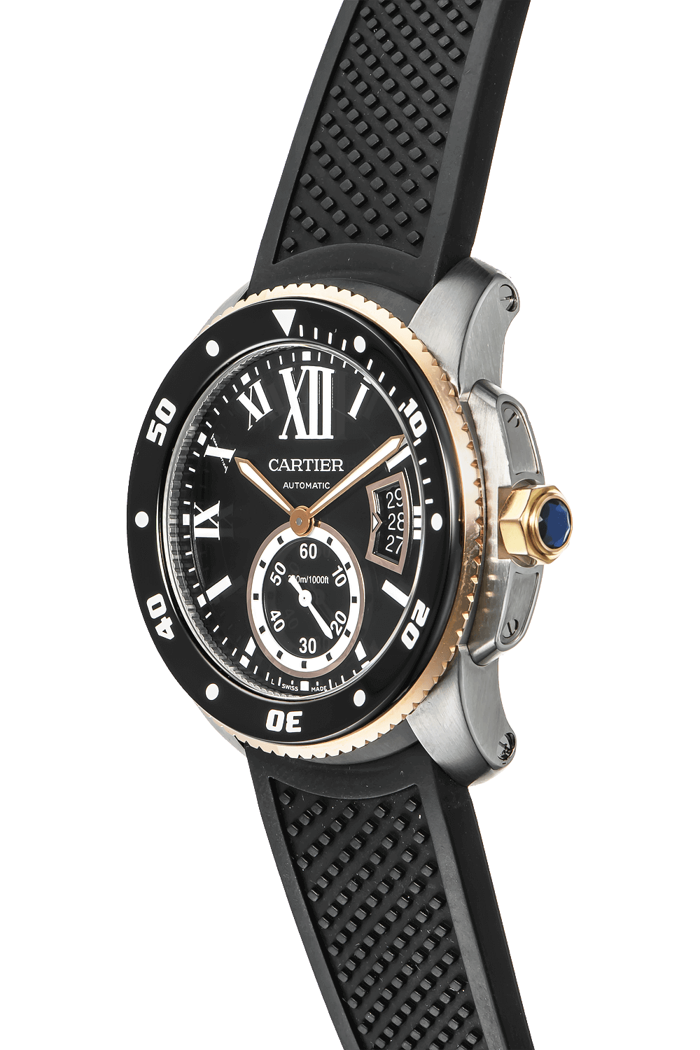 Cartier ディヴァン 純正黒アリゲーターシャイニー 29 x 22mm Pre-Owned Cartier Calibre de Cartier Diver (W7100055)