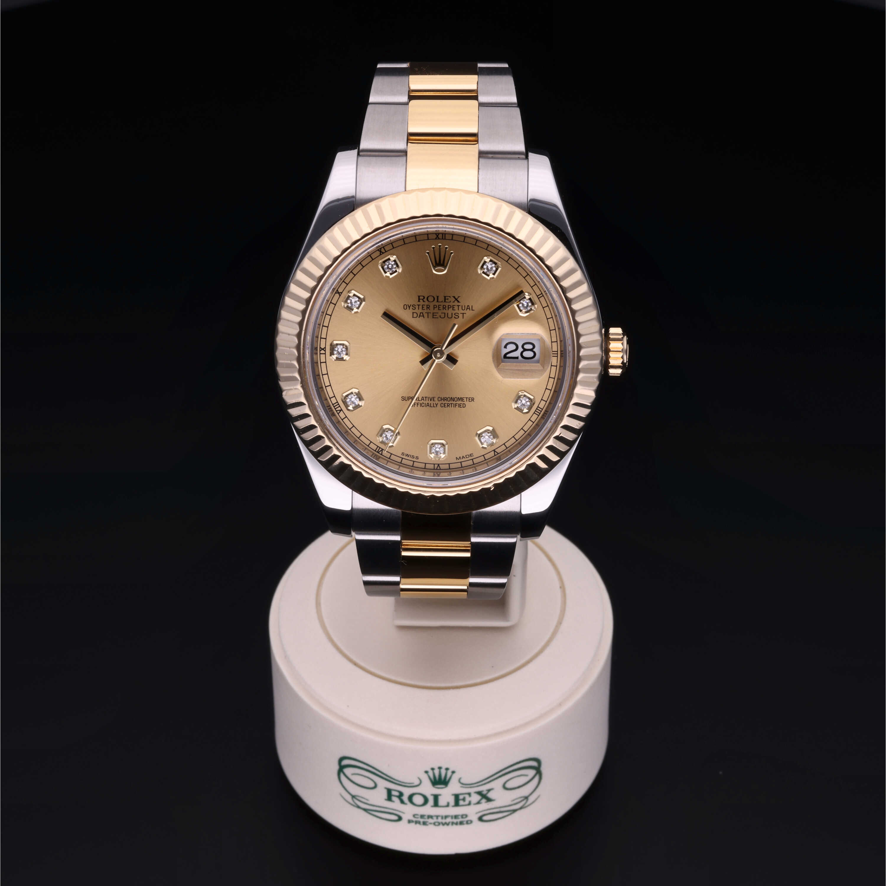 Rolex 116333 Datejust II 41 Champagne Diamonds Dial Gold Men WatchGuyNYC
