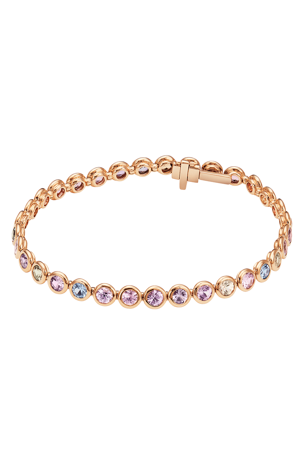 Sapphire Magnificent bracelet with easy lock in 18K Rose Gold - S