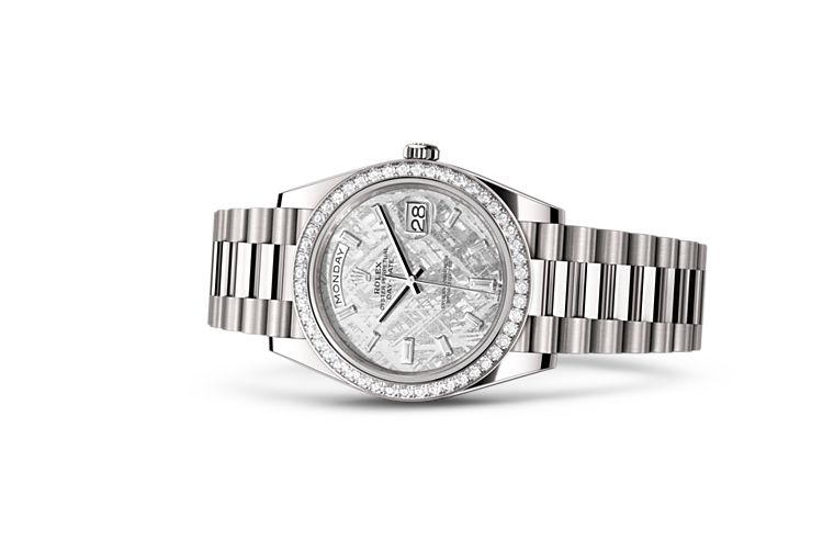 Rolex oyster perpetual day date white gold top