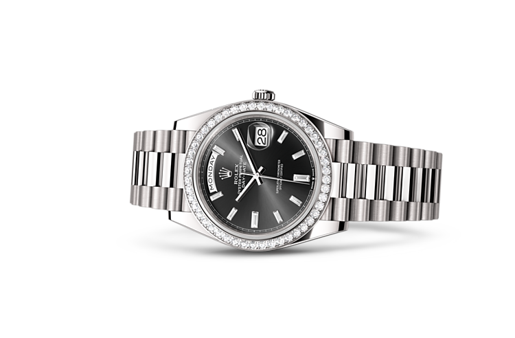 Rolex day date store 40 black diamond dial