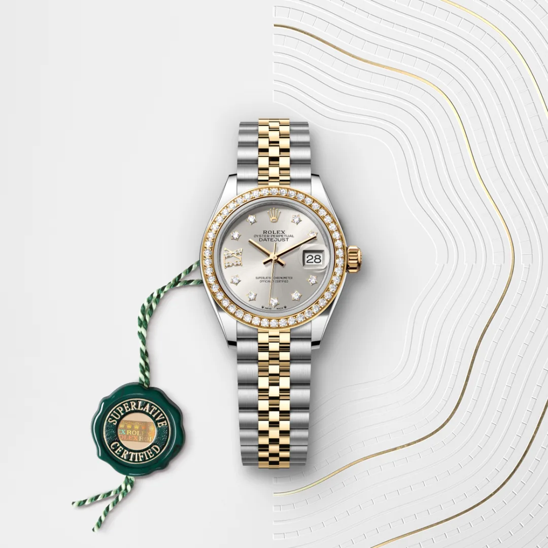 ROLEX ラウンド型ポーチ ベージュ Mid-Size Rolex Datejust SS Watch with Ivory Anniversary AKA