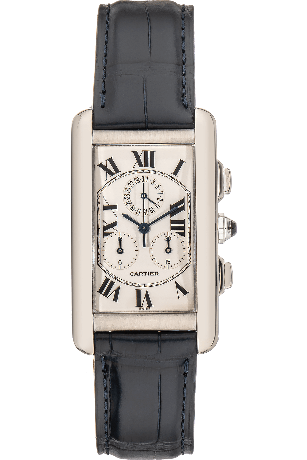 cartier tank americaine white gold chronograph