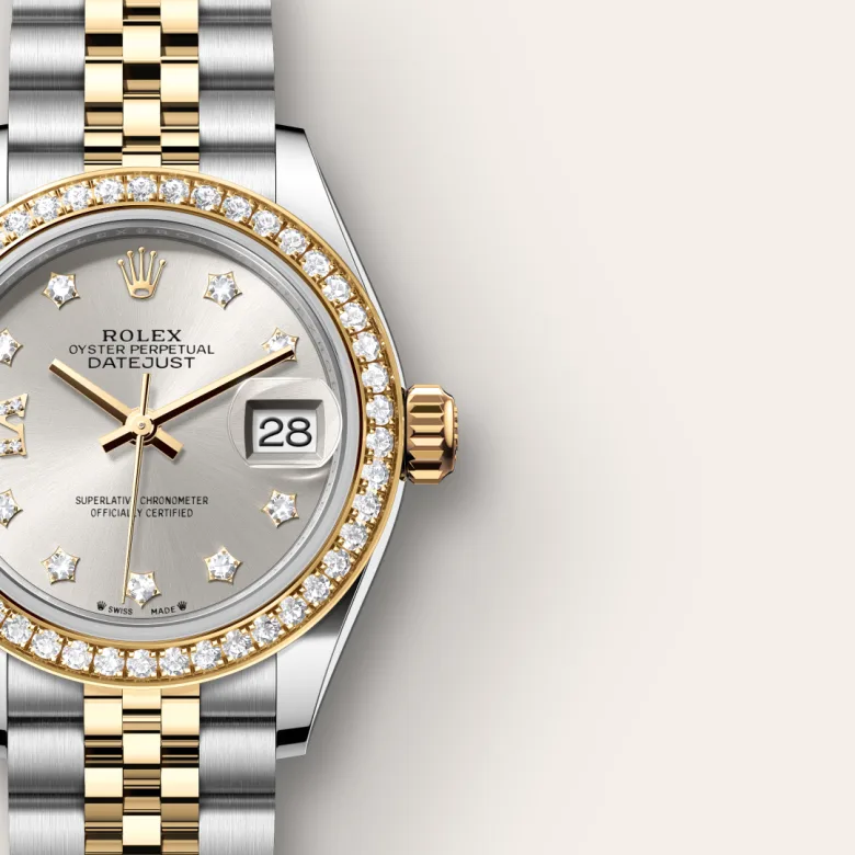 ROLEX ラウンド型ポーチ ベージュ Mid-Size Rolex Datejust SS Watch with Ivory Anniversary AKA