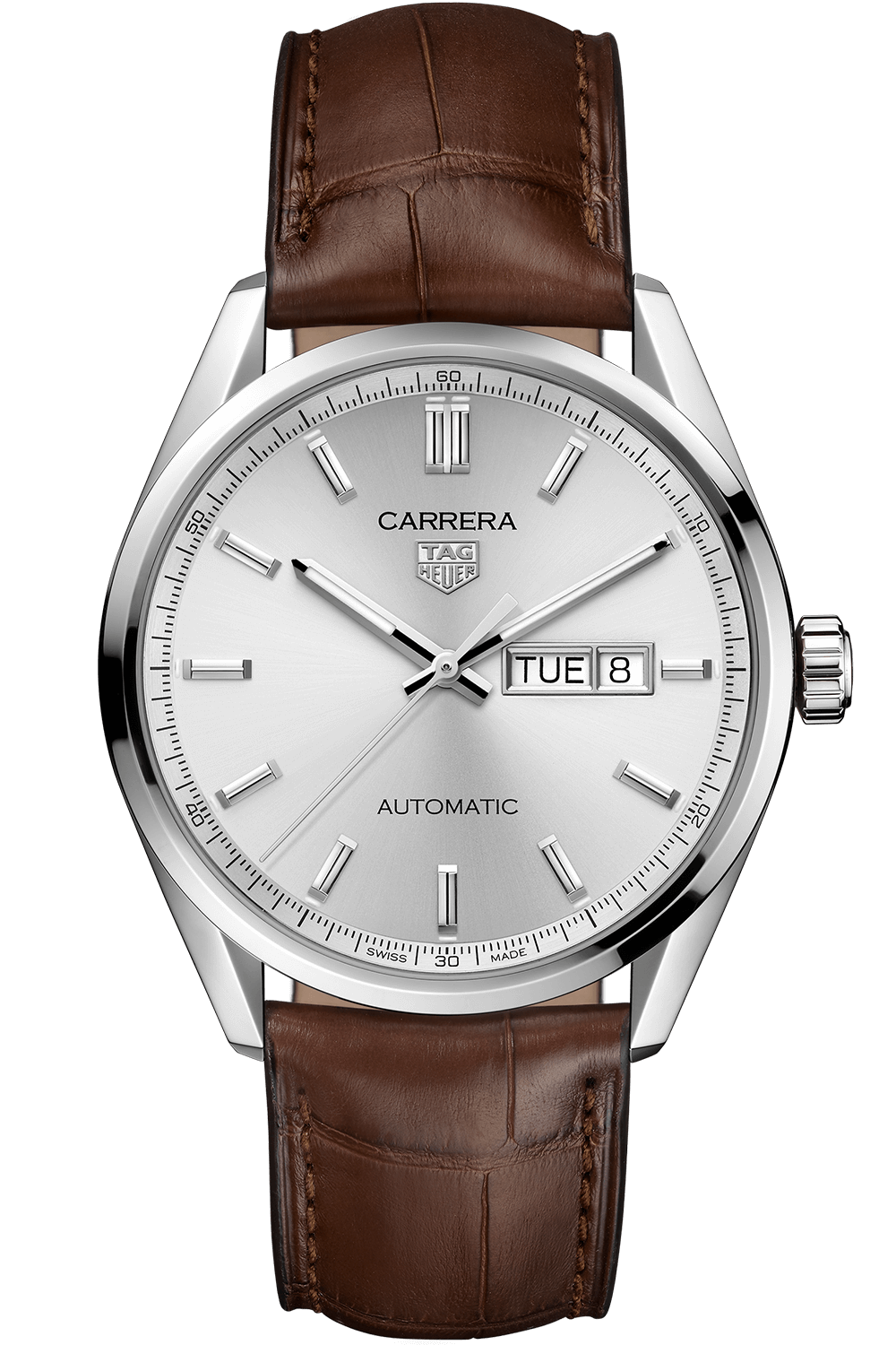 TAG Heuer Carrera Calibre 5 Automatic Silver Leather Watch