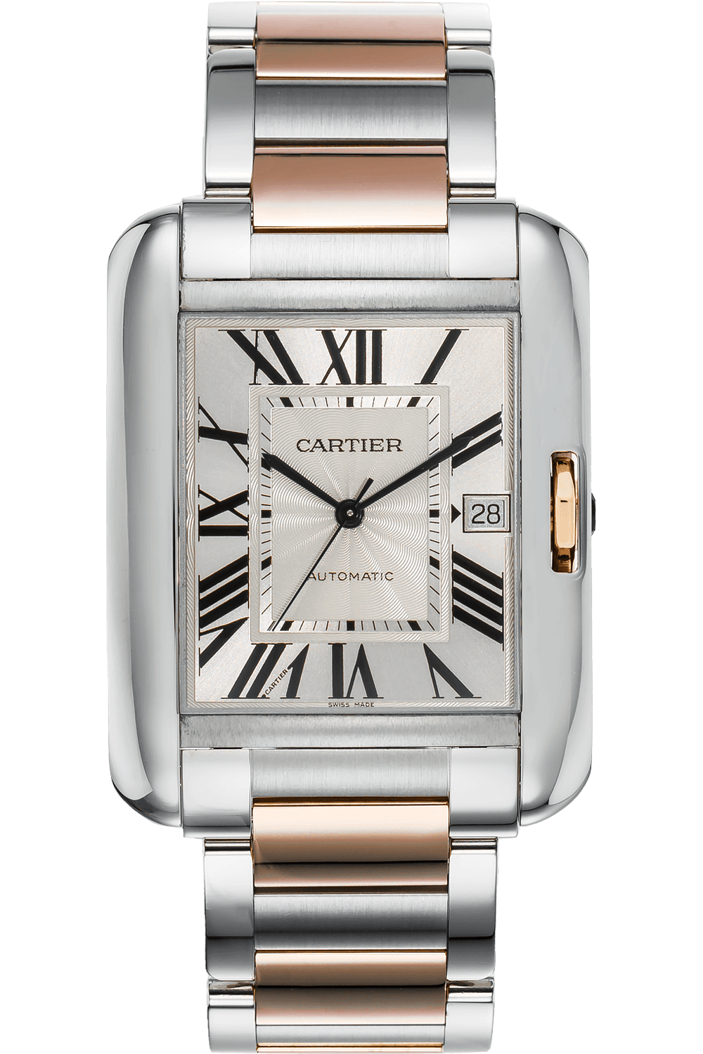 Cartier Men's Tank Anglaise XL Rose Gold and Stainless Steel Automatic Watch (W5310006) | Steel/Rose Gold | Certified Pre-owned | Tourneau