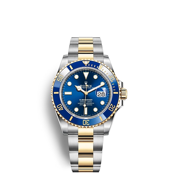 Rolex Submariner 41mm Watch, Yellow Rolesor, Blue Cerachrom Bezel,  M126613lb-0002