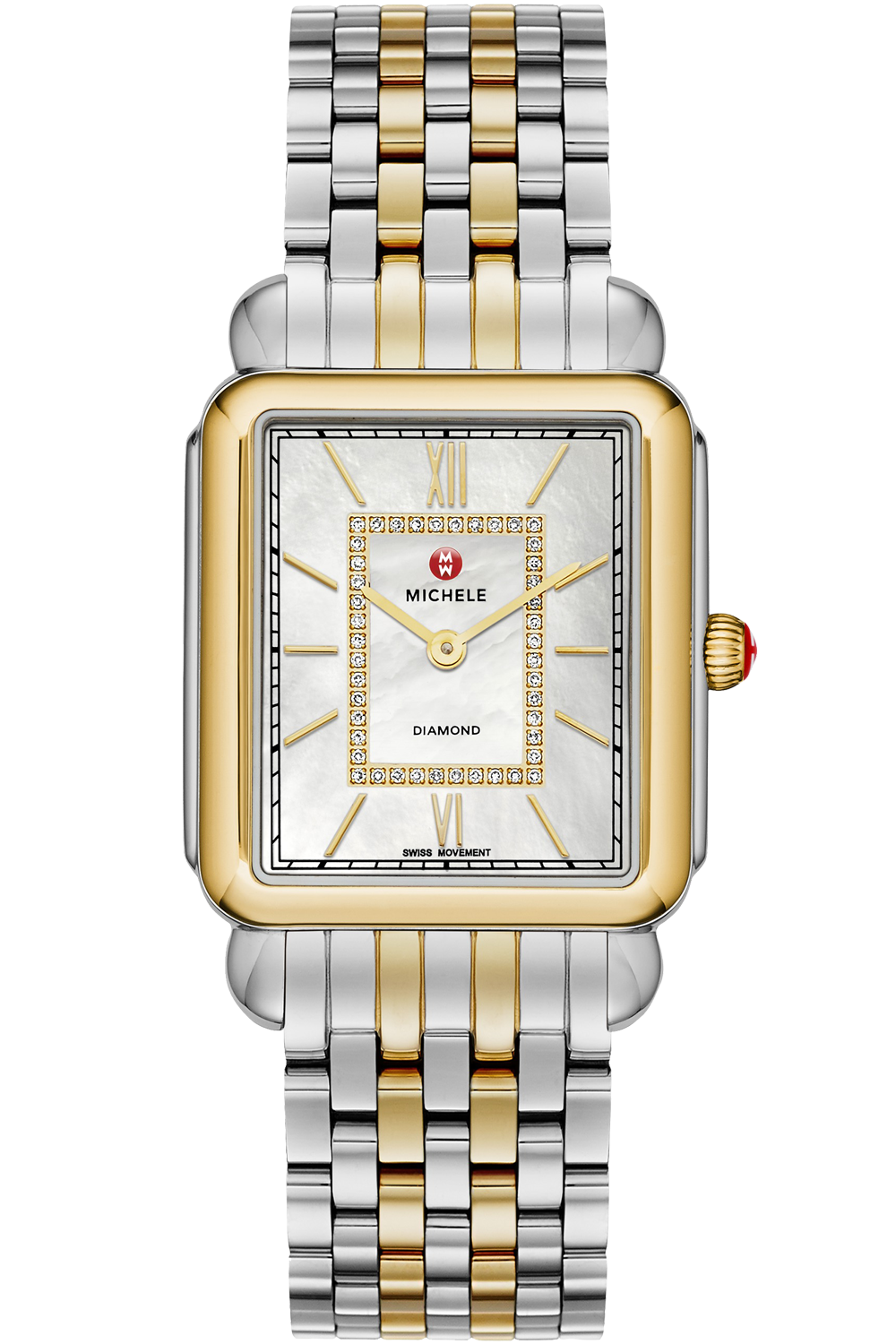 Michele, Jewelry, Michele Deco Sport Two Tone And Gold Leather Watch